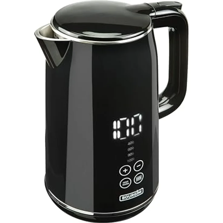 Bourgini Cool Touch Digitaler Wasserkocher, 1.7 l mit Warmhaltefunktion und digitalem Bildschirm, Schwarz – Bild 2