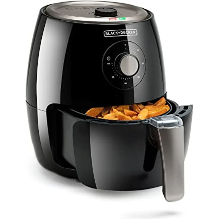 Black + Decker BXAF2500E Heißluftfritteuse, ohne Öl, Standgerät, 1500 Watt, 2,5 Liter, Temperaturbereich bis 200 °C, Timer, schwarz – Bild 4