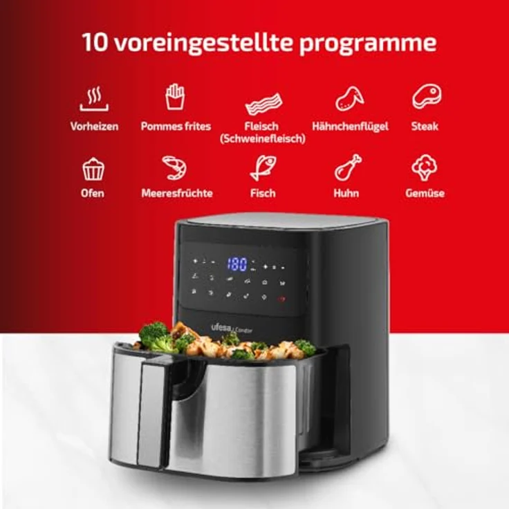 Ufesa Airfryer Heißluftfritteuse ohne Öl UFESA CONDOR 1600 W 4,5 L, 1600 W - Gesunde Zubereitung, 1600 Watt, 4,5 Liter – Bild 4