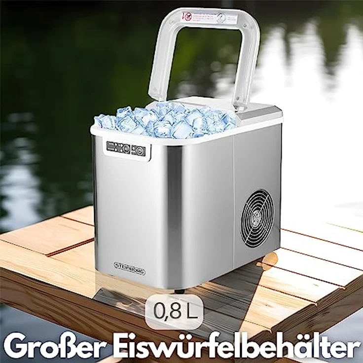 Steinborg SB-520 Eiswürfelmaschine, 12 kg in 24h, 2,2L, edelstahl – Bild 4
