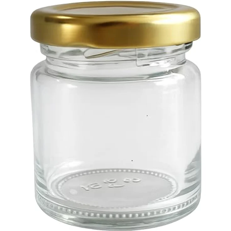 hocz 50x Mini Marmeladengläser 50 ml, Einmachgläser mit goldenen Schraubdeckeln TO 43, luftdicht und spülmaschinenfest, Set für Marmelade und mehr, 50 Stück – Bild 4