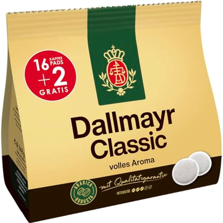 Dallmayr Classic Kaffeepads, für alle Pad Maschinen, Röstkaffee, Sanft, 16 + 2 Pads, á 6.9 g – Bild 3