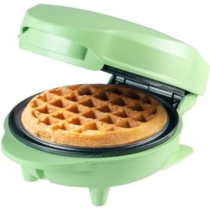 Bestron AMW500G Mini-Waffeleisen, kleiner Waffelmaker mit Antihaftbeschichtung, mint-mattiert, für Kindergeburtstage und Familienfeiern – Bild 1