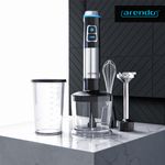Arendo Stabmixer 1200W, Pürierstab Edelstahl Set, 800ml Messbecher, Zerkleinerer, Schneebesen, DC Motor, Stabmixer, Silber