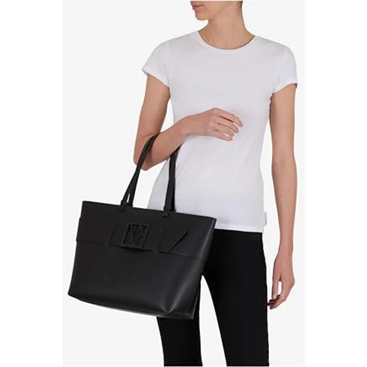 Armani Exchange Shopper Tasche 34.5 cm, 100% Polyurethan, schwarz – Bild 4