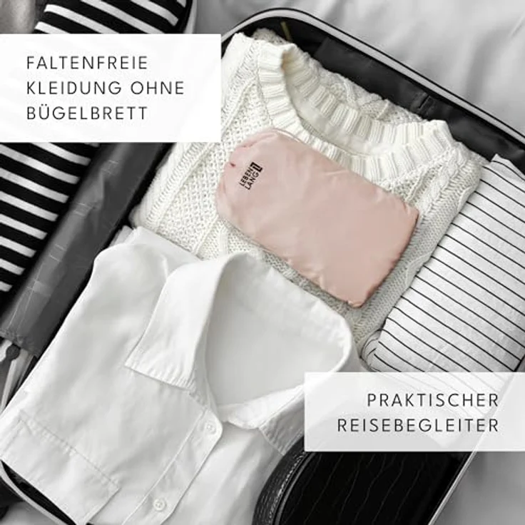 LEBENLANG Reise Dampfglätter, Kompakt Faltbar, 900W Hand Steam Iron mit Reise Set in Weiß, inkl. Bügelhandschuh und Reisetasche – Bild 5