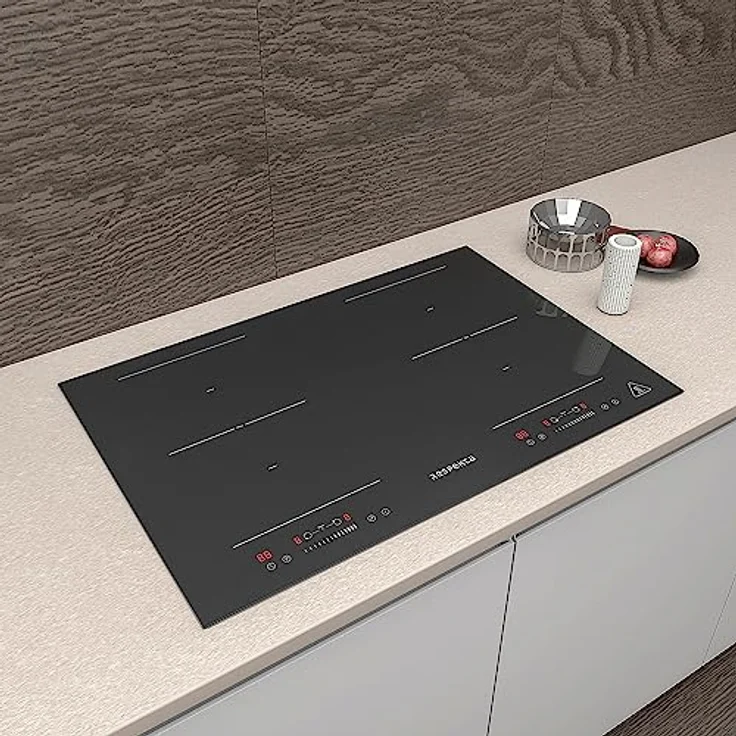 Respekta Rahmenloses Induktionskochfeld autark/Einbaukochfeld induktiv mit 4 Platten / 9 Leistungsstufen/Touch Control/Timer/Kindersicherung / 77 cm/in schwarz/KM 8800IF-28 – Bild 4