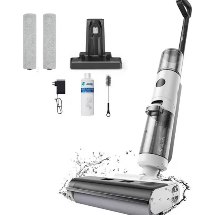 JONR ED12 Nass-Trocken-Akkusauger, kabellos, Selbstreinigung, 200 W, 850 mL Wassertank, Kantenreinigungsbürste 6 mm, Anti-Verwirrungs-Haar