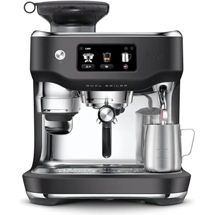 Sage The Oracle Dual Boiler, Kaffeemaschine mit manuellem & automatischem Milchaufschäumer, 45 Mahlgradeinstellungen, 16 Programme inkl. Espresso, Cappuccino & Flat White, Schwarzer Trüffel
