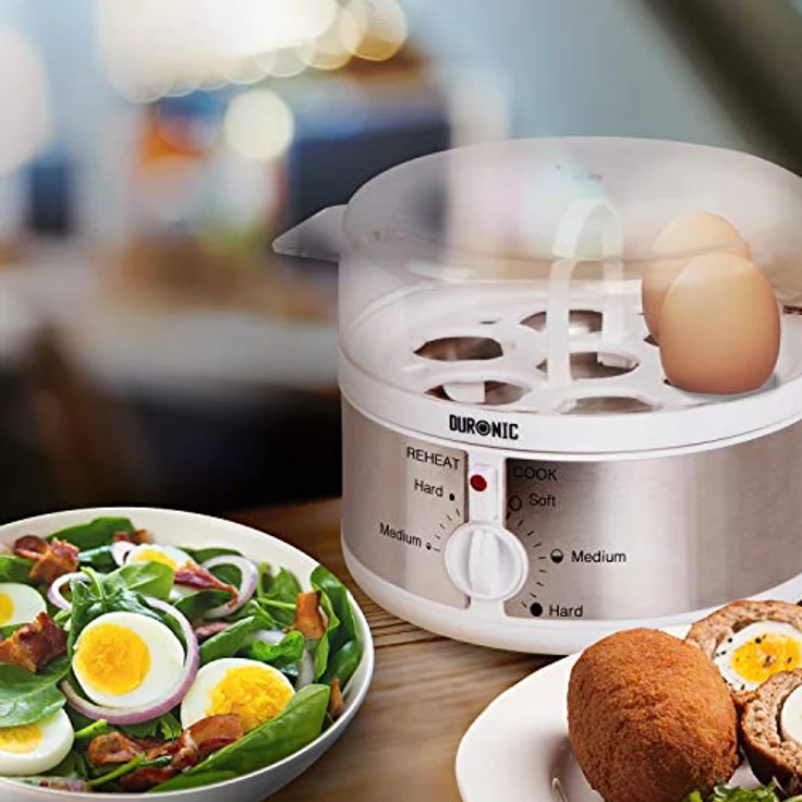 Duronic EB35 WE Eierkocher | Bis zu 7 gekochte Eier | Härtegradeinstellung weich mittel hart | Ei Weiterkochfunktion | Inklusive Messbecher und Eierstecher | Für ein perfektes Frühstücksei | 350 Watt – Bild 2