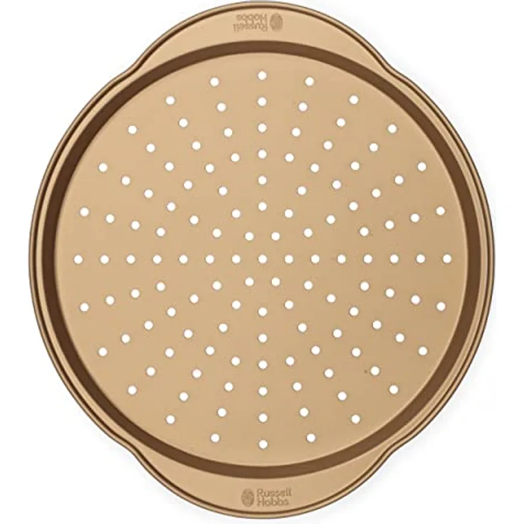 Russell Hobbs RH02338GEU7 Pizza Backblech, Pizzablech rund mit Löchern, 37cm rund Backform, antihaft Knusperblech, Karbonstahl Ofenblech Knoblauchbrot und Flammkuchen, PFOA-frei Pizza Zubehör