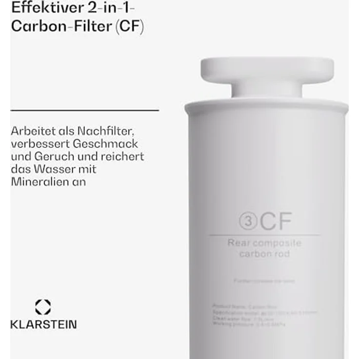 Klarstein AquaFina CF Filter 2-in-1 Filtersystem, Carbon-Filter mit Mineralisierung – Bild 2