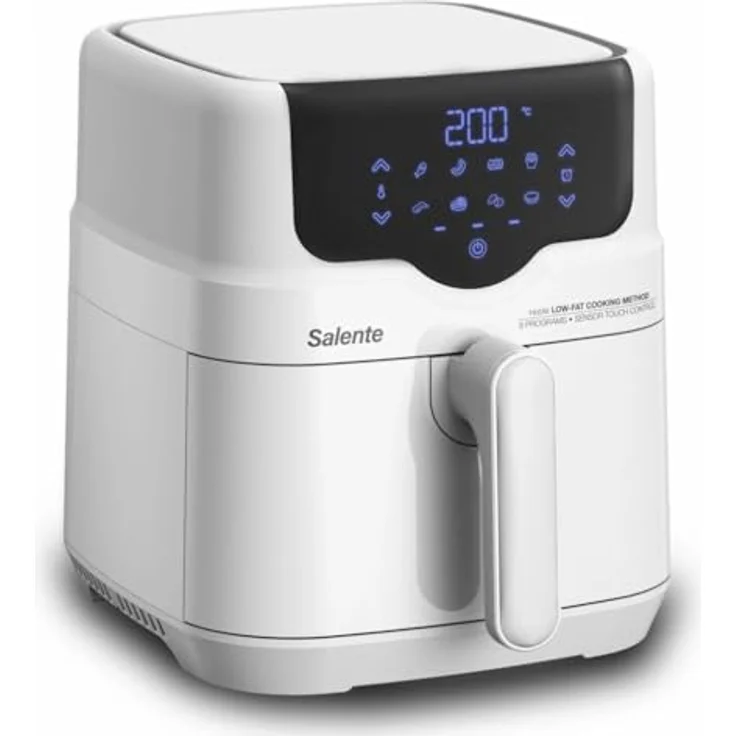 SALENTE Salente HotAir, 2-in-1 Heißluftfritteuse mit Grill, 4,3 l, digitaler LED-Touchscreen, 8 Programme, Timerfunktion, ölfrei, 80-200 °C, weiß – Bild 1