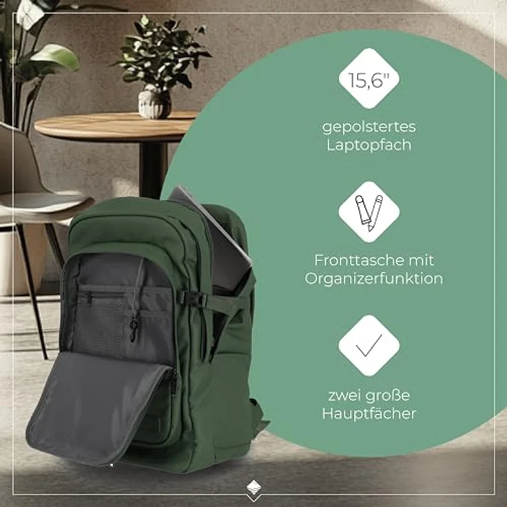 travelite Freizeitrucksack BASICS, Rucksack Plane mit 15,6 Zoll Laptopfach, wasserabweisend, Organizer-Funktion – Bild 5