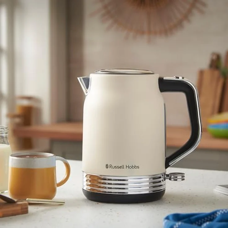 Russell Hobbs Hanley Retro Jasmine, Wasserkocher 1,7L, 2400W, Edelstahl, Vintage Design, Perfect Pour Ausgusstülle, 360° Sockel mit Kabelaufbewahrung – Bild 2