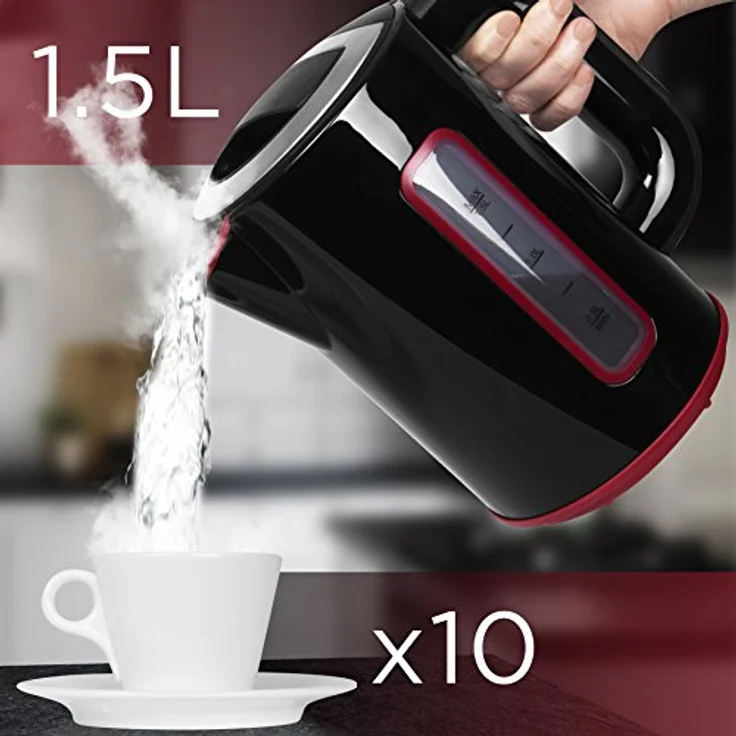 Duronic EK30 Wasserkocher, 3000W, 1,5L, doppelwandig, einstellbare Temperatur und Thermostat, schwarz – Bild 7