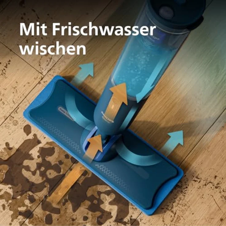 Philips OneUp 3000 Series elektrischer Wischmopp mit 360° Drehgelenk, kabellos, wiederverwendbare Pads, langanhaltender Akku und 2X schnellere Reinigung (XV3101/01) – Bild 3