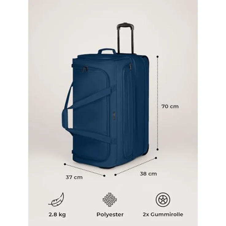 Redolz Duffle Essentials 2-Rollen Reisetasche 70 cm L mit Dehnfalte navy – Bild 9
