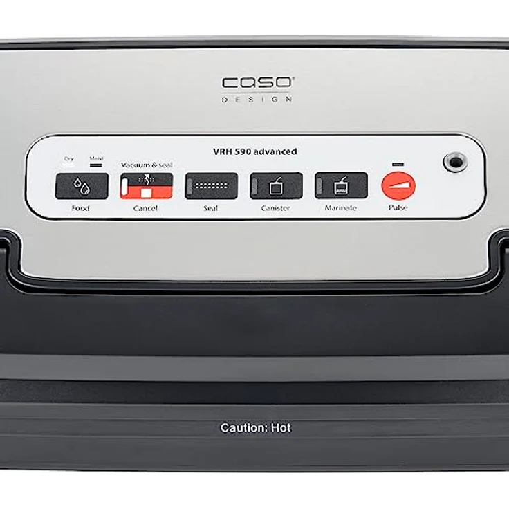 CASO VRH 590 advanced Vakuumierer - bis 125 Vakuumiervorgänge non-stop, 2,5 mm dicke Schweißnaht, integriertes Rollenfach mit praktischem Cutter, Edelstahlfront mit Anti‐Fingerprint Beschichtung – Bild 4