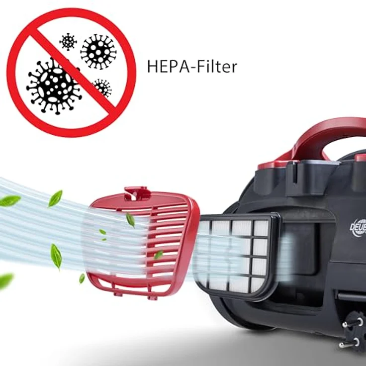 Deuba Staubsauger beutellos 900W ECO Power Green Edition Multi Zyklon Rot – Bild 3