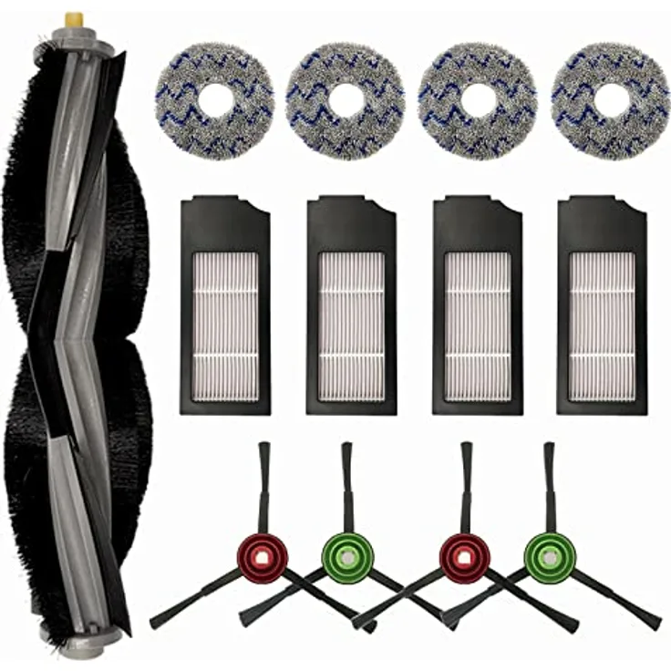 Styleshop777 Roboparts Zubehör Set für Ecovacs X1 Turbo / Omni, Hauptbürste, Wischtücher, Hepa-Filter, Seitenbürsten, Ersatzteil-Kit