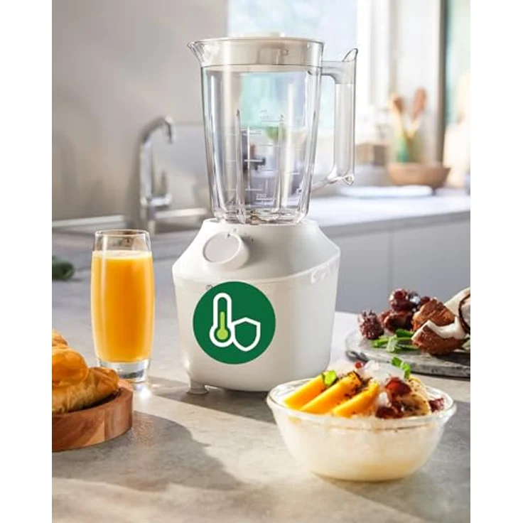 Philips Series 3000 HR2041/00 Standmixer, 450W, 1 Geschwindigkeit, Puls-Funktion, Motor-Thermo-Protection-Sensor, Saugfüße, 1,9L Behälter, inkl. Trinkflasche, weiß – Bild 2