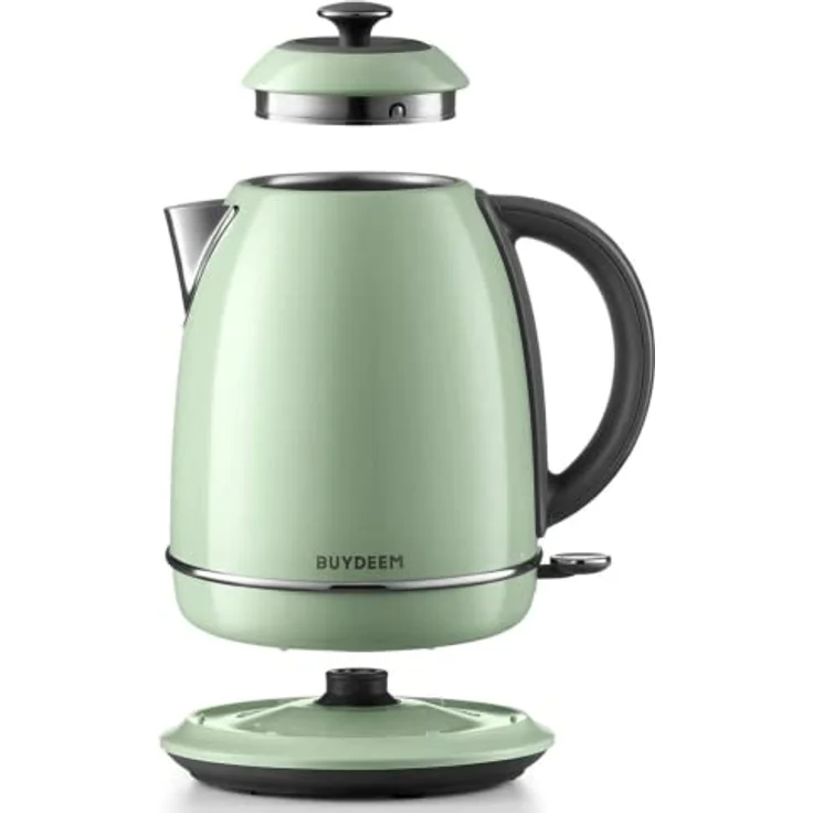 Buydeem K640 Elektrischer Wasserkocher, 1,7 Liter, 2400 Watt, Edelstahl, Farbe Cozy Greenish – Bild 2