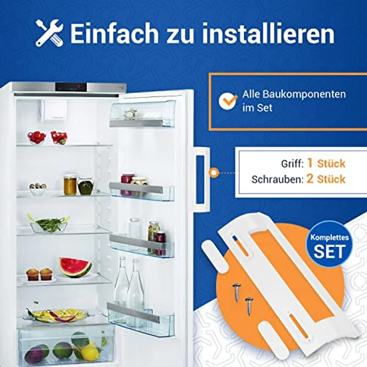 VIOKS Kühlschrank Griff Universal 200x70x45mm & Weißer Türgriff Set mit Befestigungsabstand 82-163mm für Bosch Kühlschrank mit Gefrierfach & Siemens Gefrierschrank/Ignis Kühlschrank Zubehör – Bild 5