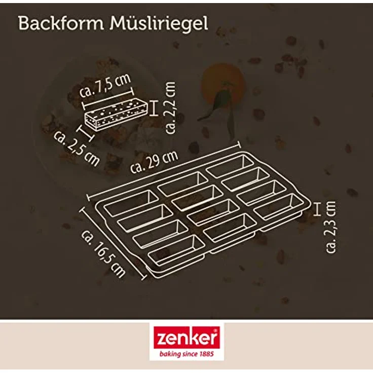 Zenker Müsliriegel Backform 4er-Set, Silikonform mit Antihaft-Eigenschaften für 48 Riegel, hitzebeständig und spülmaschinengeeignet – Bild 4