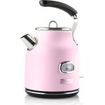 Westinghouse Retro Wasserkocher Kocher Für Wasser Mit Temperatur & Wasserstandsanzeige, Mit Kalkfilter & Überhitzungsschutz, 1,7 Liter, pink - Preisvergleich