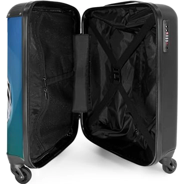 NoBoringSuitcases.com© Kinderkoffer Fußball - Tor - Netz - Schießen - Jungen 55x35x20cm, 4 Rollen, Handgepäck Koffer, Hartschalenkoffer Kinder, Reisekoffer Jungen - Fröhlich buntes Design - Leichtgewicht 2,6kg – Bild 5