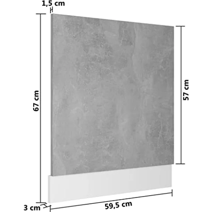 vidaXL Geschirrspülerblende mit Sockelleiste Geschirrspüler Frontblende Geschirrspülerfront Blende Spülmaschine Betongrau 59,5x3x67cm Holzwerkstoff – Bild 3