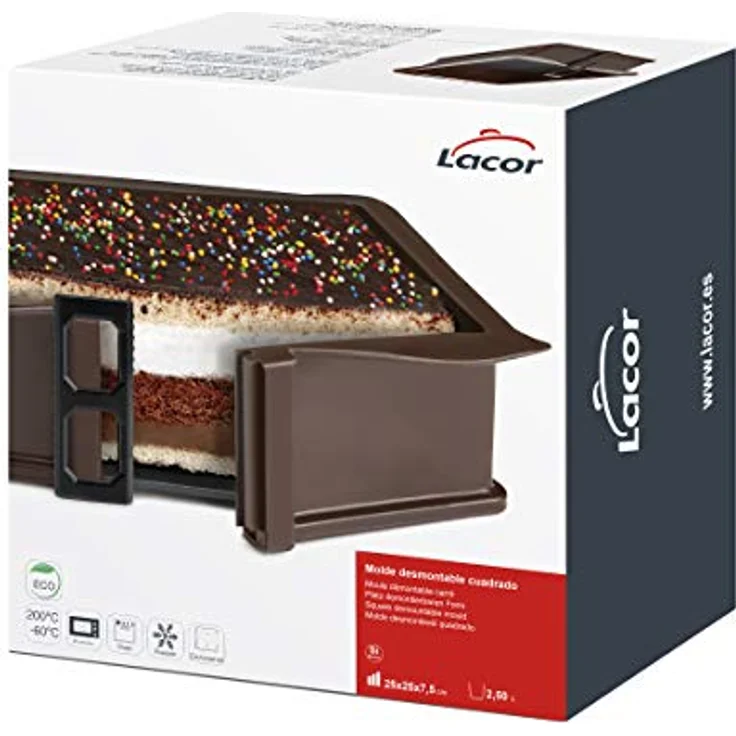 LACOR Demontierbar Cuadrat Schimmel, Silikon, Braun, 21 cm – Bild 7