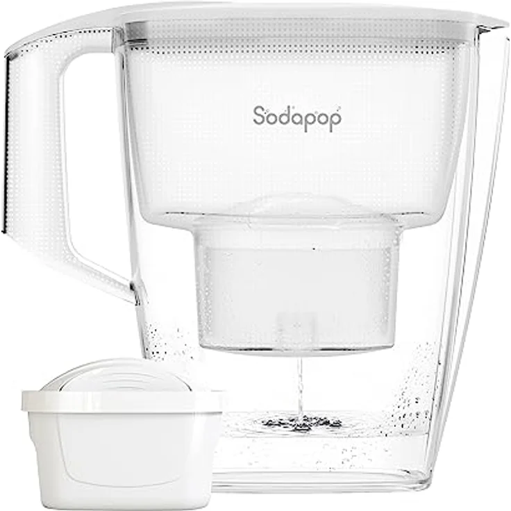 Sodapop Wasserfilter-Kanne Selina weiß inkl. 1x Filterkartuschen, 3L Kapazität, BRITA®* kompatibel, spülmaschinengeeignet – Bild 1