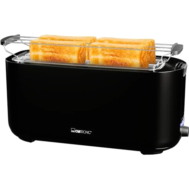 Clatronic Toaster 4 Scheiben TA 3802 schwarz | Toaster mit Brötchenaufsatz & Langschlitz | Auftau-/Aufwärm-/Schnellstoppfunktion - Preisvergleich – Bild 1