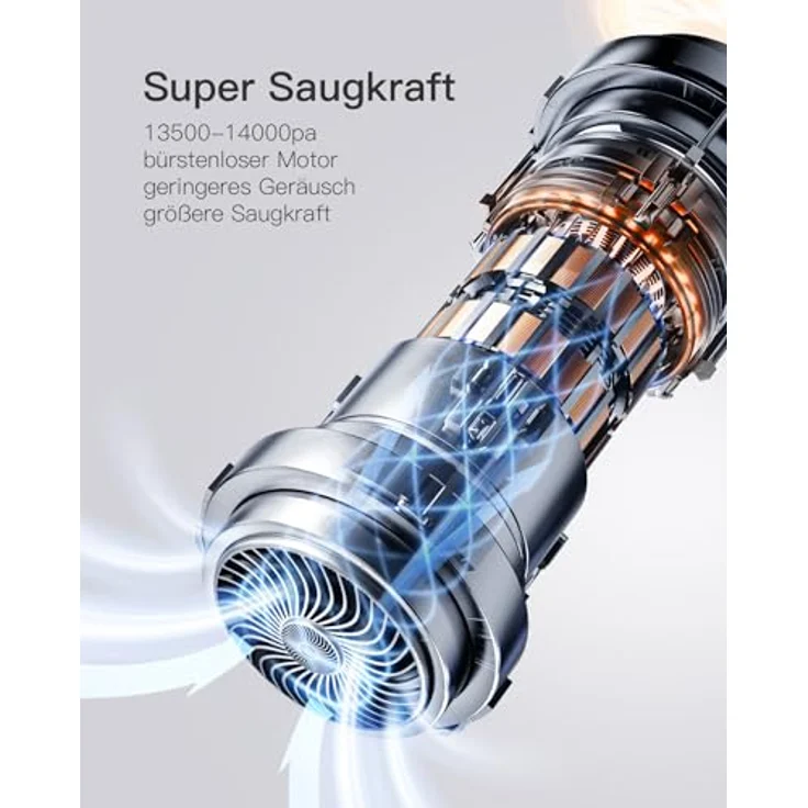 tomons Handstaubsauger, 14000PA Kabelloser Handstaubsauger mit LED-Licht, 3-in-1 Autostaubsauger mit HEPA-Multifiltration, Blauer Kleiner Staubsauger für Haus, Auto und Outdoor – Bild 2