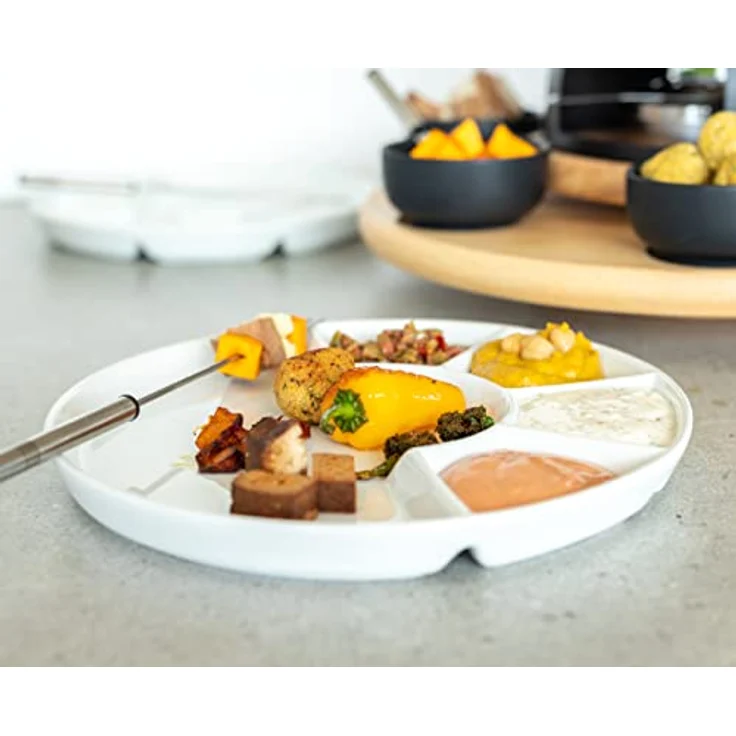 MÄSER 925600 Fondue-Teller Set für 4 Personen, ideal auch als Grillteller, weiß, Ø 24 cm, Porzellan – Bild 4