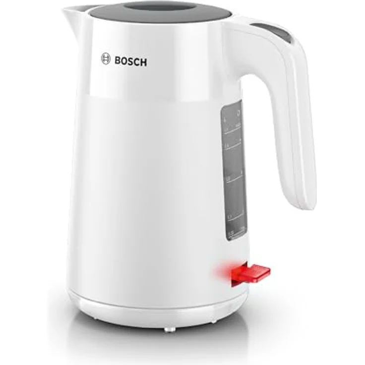 Bosch kabelloser Wasserkocher My Moment TWK2M161, Abschaltautomatik, Überhitzungsschutz, Tassenanzeige, entnehmbarer Kalkfilter, Trockengehschutz, Dampfstopp-Automatik, 1,7 L, 2400 W, Weiß matt – Bild 1