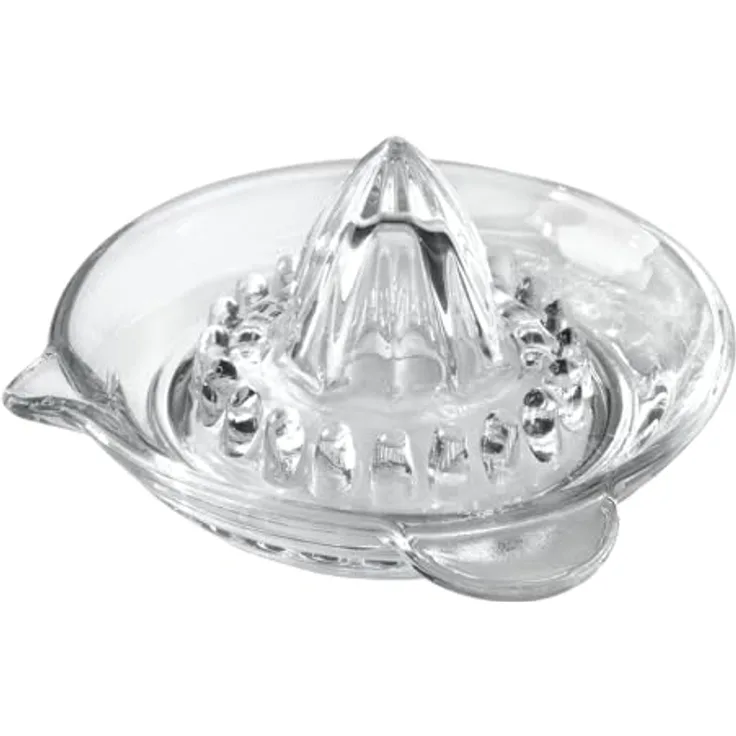 Metaltex Zitruspresse, dickwandiges Glas, stabil und leicht zu reinigen, 13 cm, transparent