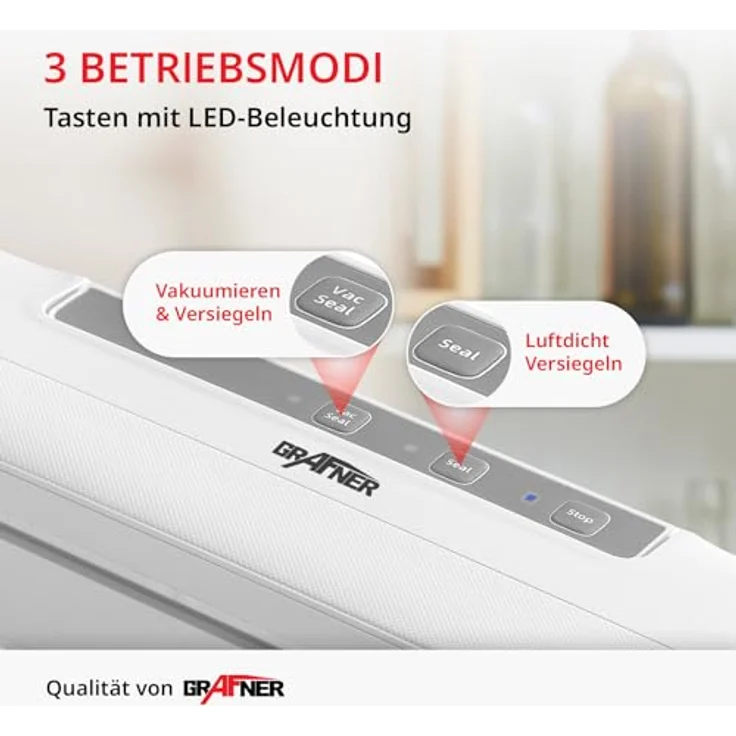 Grafner Vakuumierer mit 30 cm Naht, inkl. 10 Vakuumierbeutel und Folienschneider, mit entnehmbarer Tropfschale, Lebensmittel bleiben bis zu 8x länger frisch, Vakuumiergerät Folienschweißgerät – Bild 3
