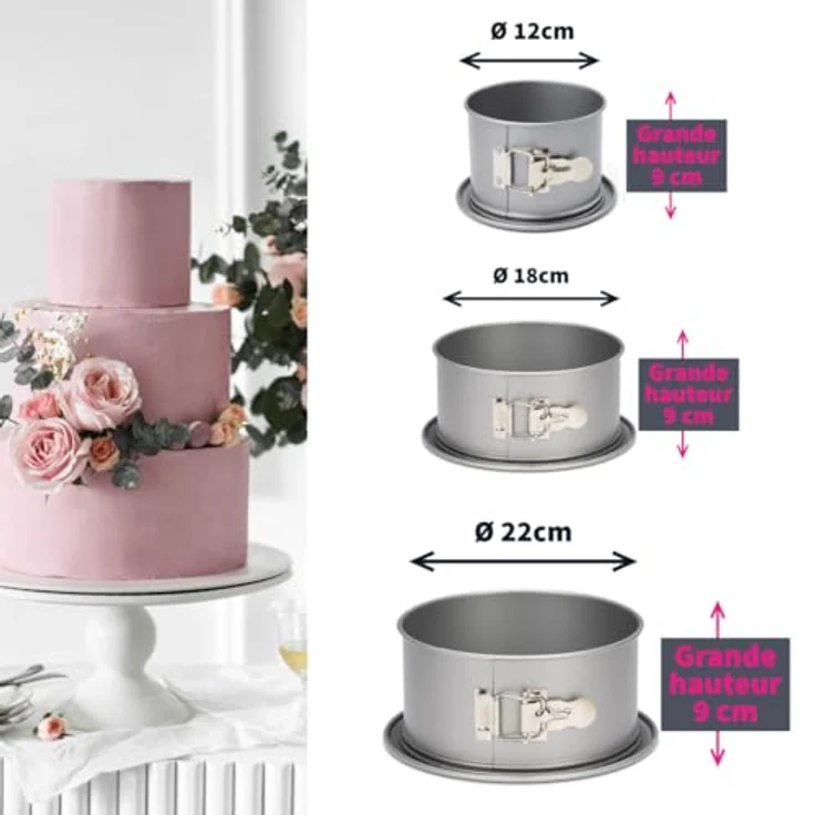 Patisse Backform 03525, Silver Top Springform-Set für 3 stöckige Torten, Hochzeitstorten und mehrstöckige Gebäcke, antihaftbeschichtet, Silbergrau - Preisvergleich – Bild 6