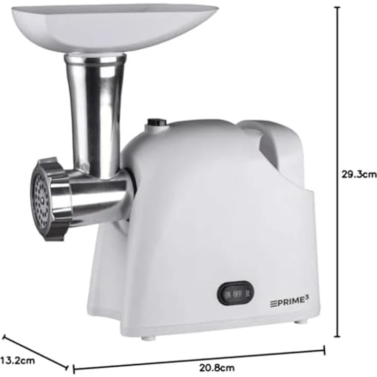 Prime3 SMM11 Fleischwolf, Kunststoff, Schwarz - Leises Arbeiten bis zu 82 dB, Mahlleistung bis zu 1,5 kg/min, Umkehrfunktion, 3 Siebe mit Lochdurchmesser: 3, 5, 7 mm, BPA-frei – Bild 3