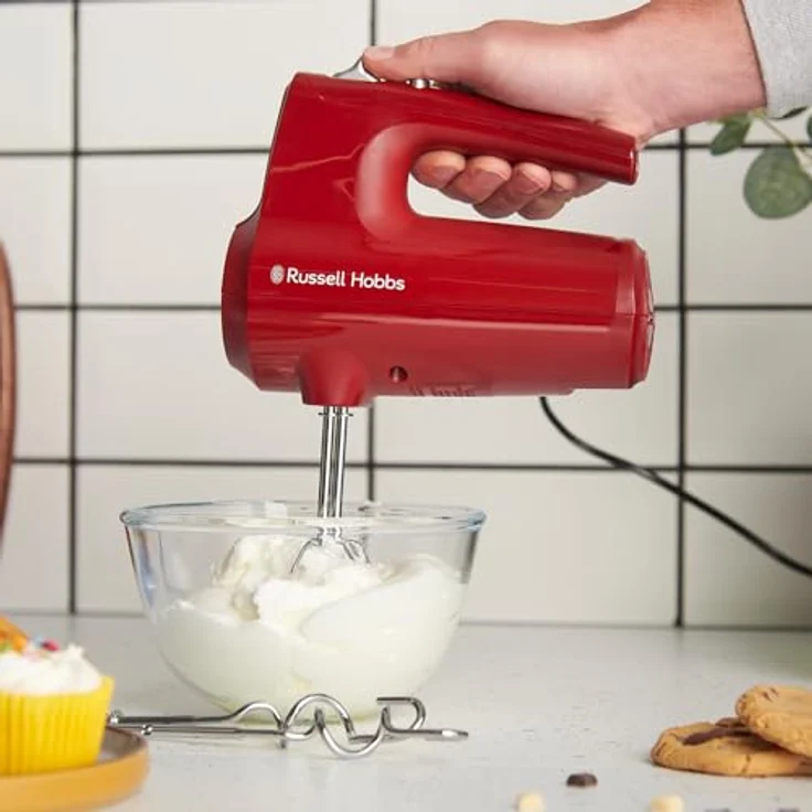 Russell Hobbs Handrührgerät Desire Red, 350W mit 5 Geschwindigkeitsstufen, Pulsfunktion und spülmaschinengeeigneten Aufsätzen – Bild 3