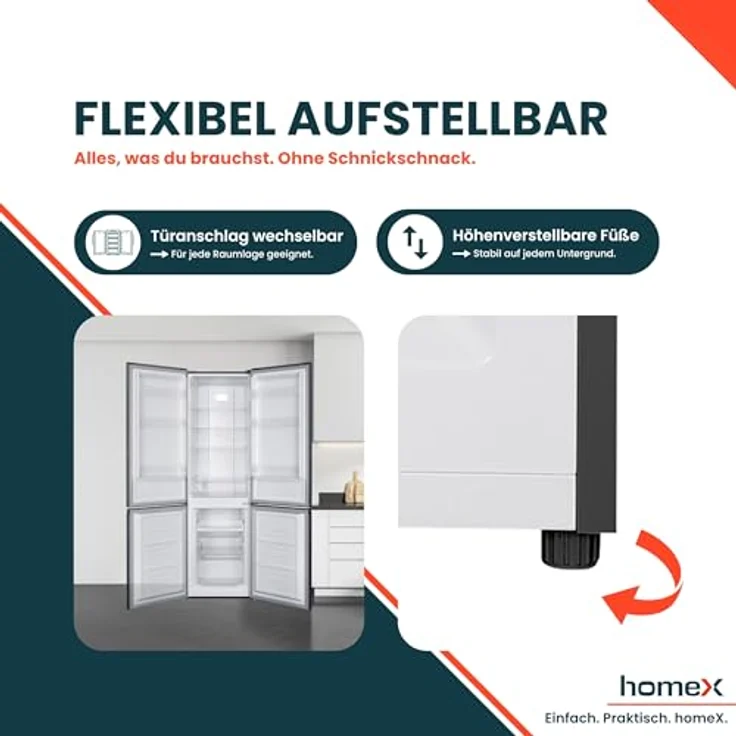 homeX CFSN2531C-S, Kühlschrank mit Gefrierfach No Frost, Kühl-Gefrier-Kombination 253 Liter, silber – Bild 9