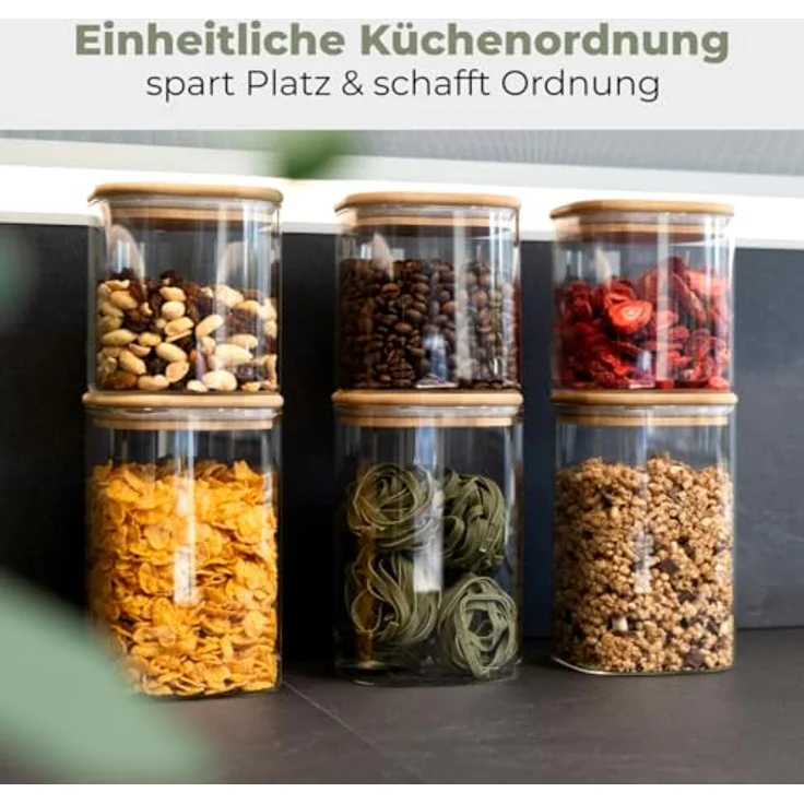 Classbach® Vorratsdosen Set 6er, luftdicht, BPA-frei, inkl. Aufkleber und Stift, 3x 600ml & 3x 1000ml, Küche Bad Organizer, C-VD 4030 – Bild 3