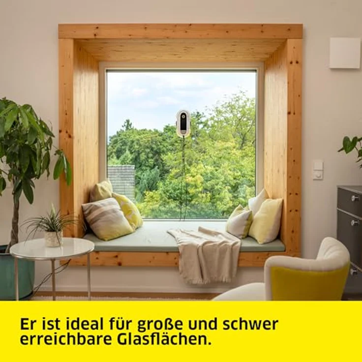Karcher Fensterputzroboter RCW 2, automatische Fensterreinigung mit 5 Reinigungsmodi, Notversorgungs-Akku, 3 min/m², 70 ml Tank, 5 m Kabel, 3 Paar Wischbezüge – Bild 3