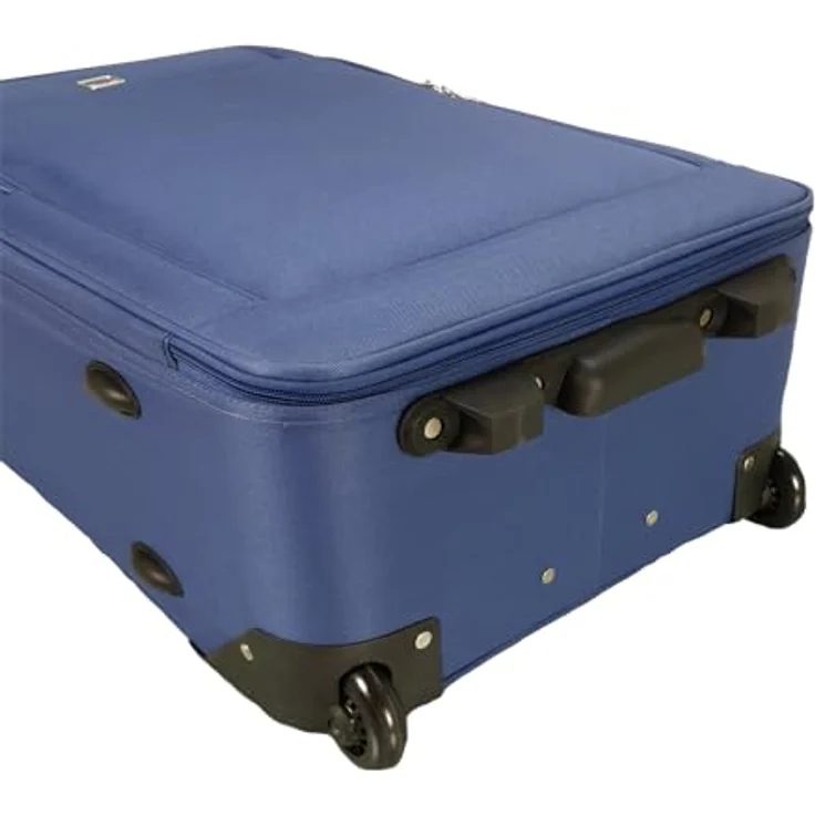 SIGN Stoffkoffer Trolley Reisekoffer Inline Rollen (Blau, 4er Set) - Leichte Weichgepäck-Trolley mit Teleskopstangen – Bild 5