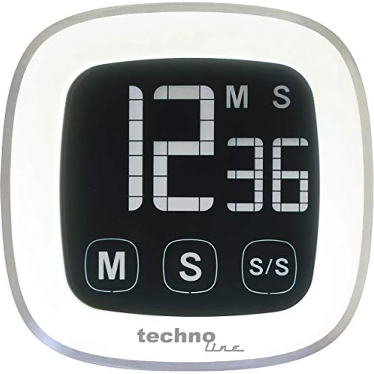 Technoline KT 400, digitaler Kurzzeitwecker mit Touchscreen, weiß-silber, bis 99min 59s, mit Magnethalterung und beleuchtetem Negativdisplay – Bild 1