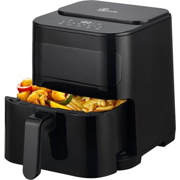 EXTRALINK Extralink 1600W Airfryer 5.2L - Heißluftfritteuse mit 7 Kochfunktionen, 80°C bis 200°C, LED-Touchscreen, Schwarz – Bild 1