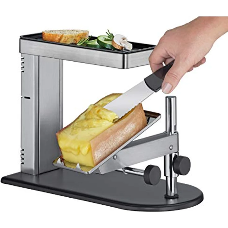 SPRING Raclette Ofen | Schweizer Raclette-Gerät | Edelstahl | stufenlos höhenverstellbar | mit antihaftbeschichteter Grillplatte | inklusive Käseschaber | Käse Schmelzer | 36×17×25cm – Bild 2